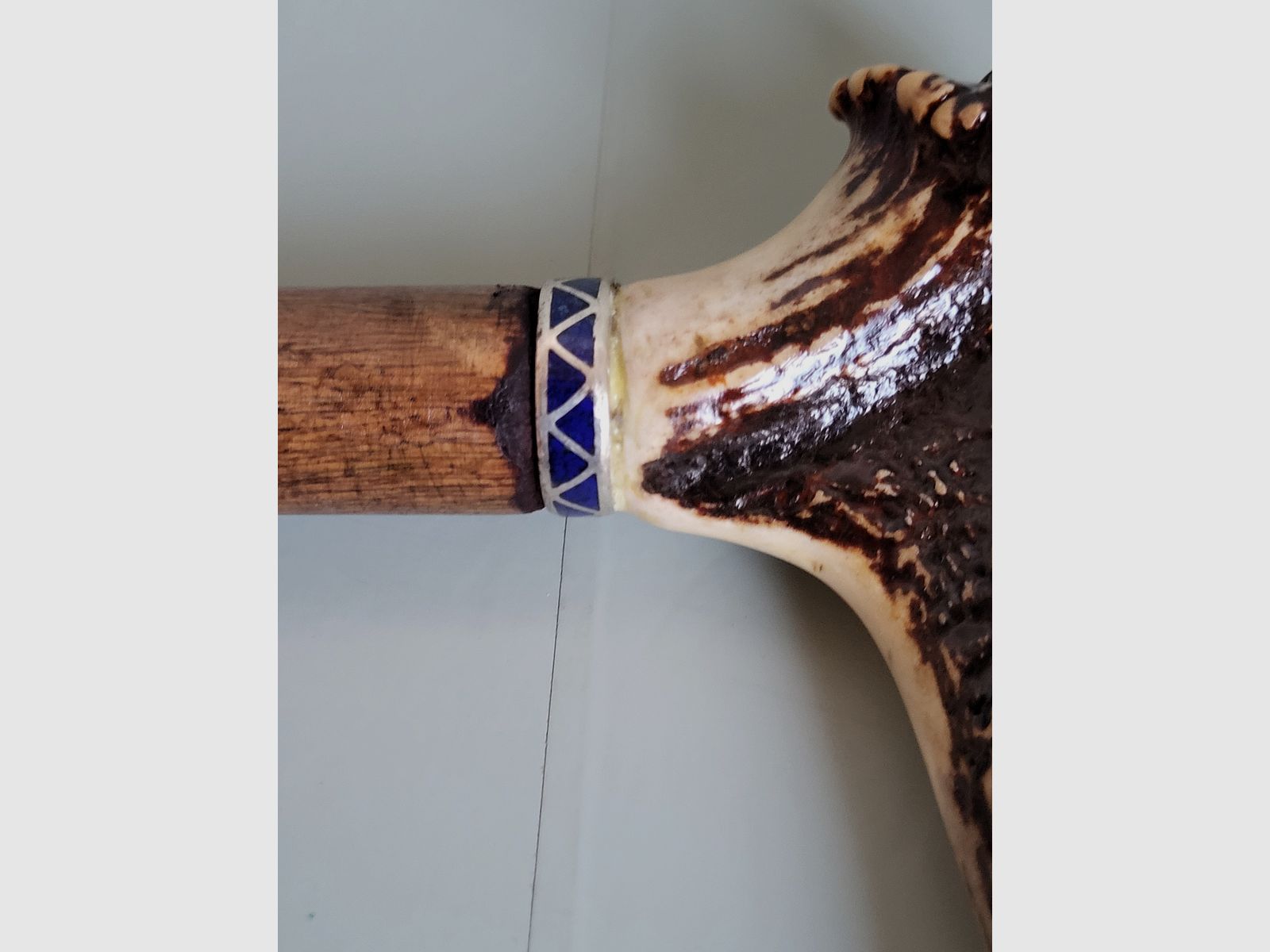 Bâton de marche de chasseur - 900 argent - Schariwari - lapis-lazuli - années 1940