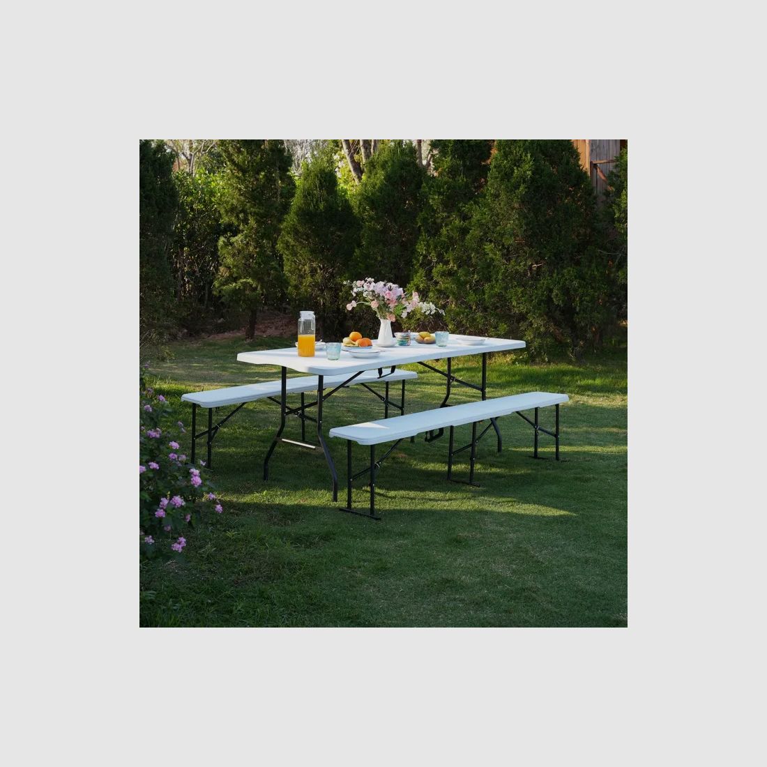 NC3404 Klappbare Gartenbank 183cm in Weiss