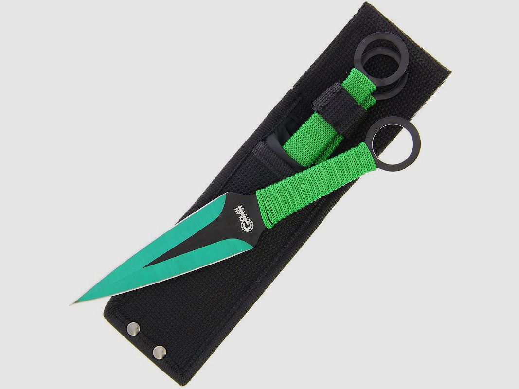 Kunai 3er Set Wurfmesser grün