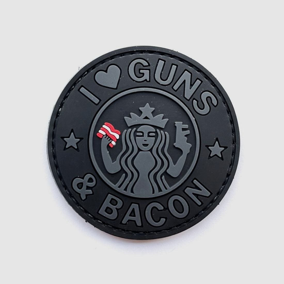 J'aime les patchs de pistolets et de bacon noir