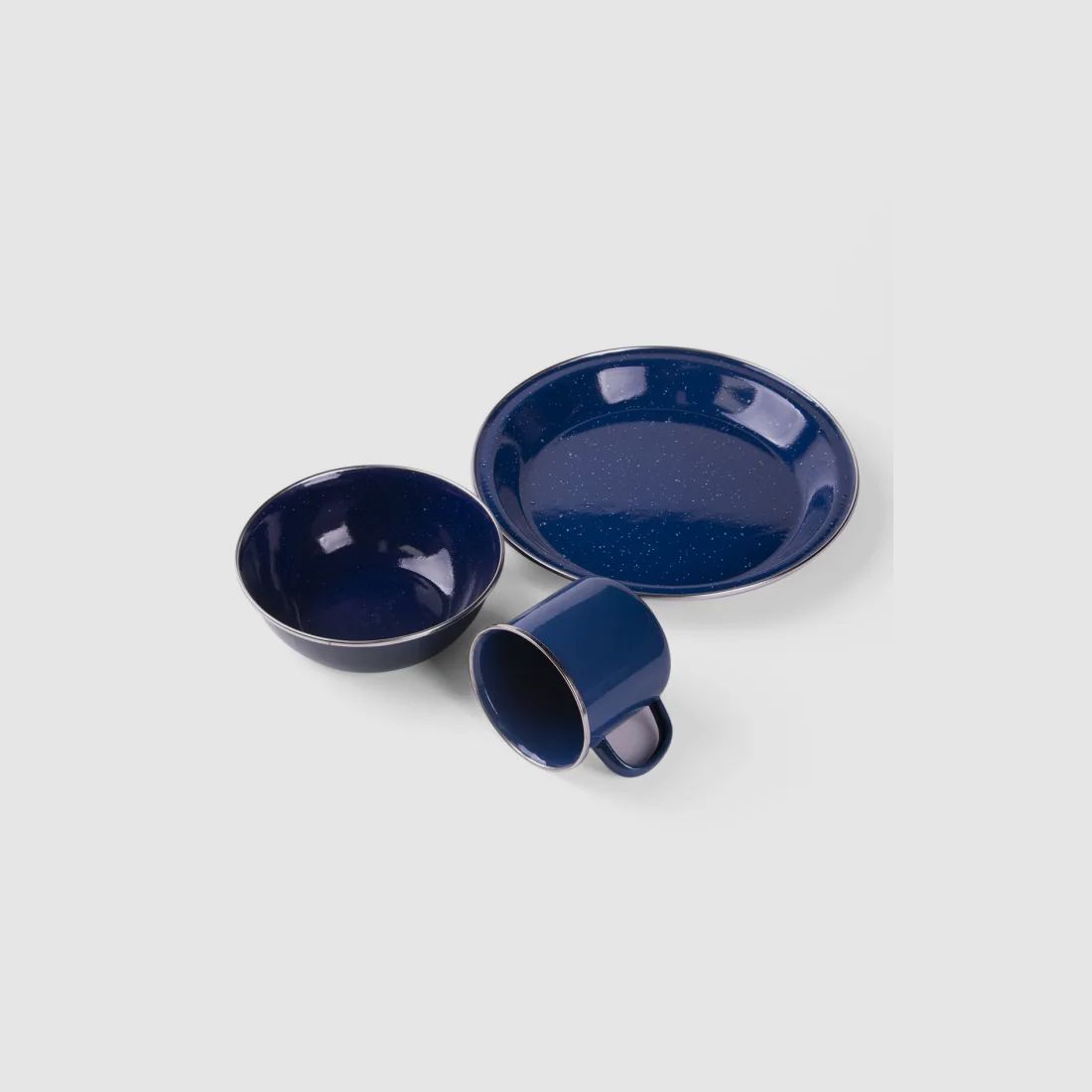 Small enamel camping dish set 3-piece in blue