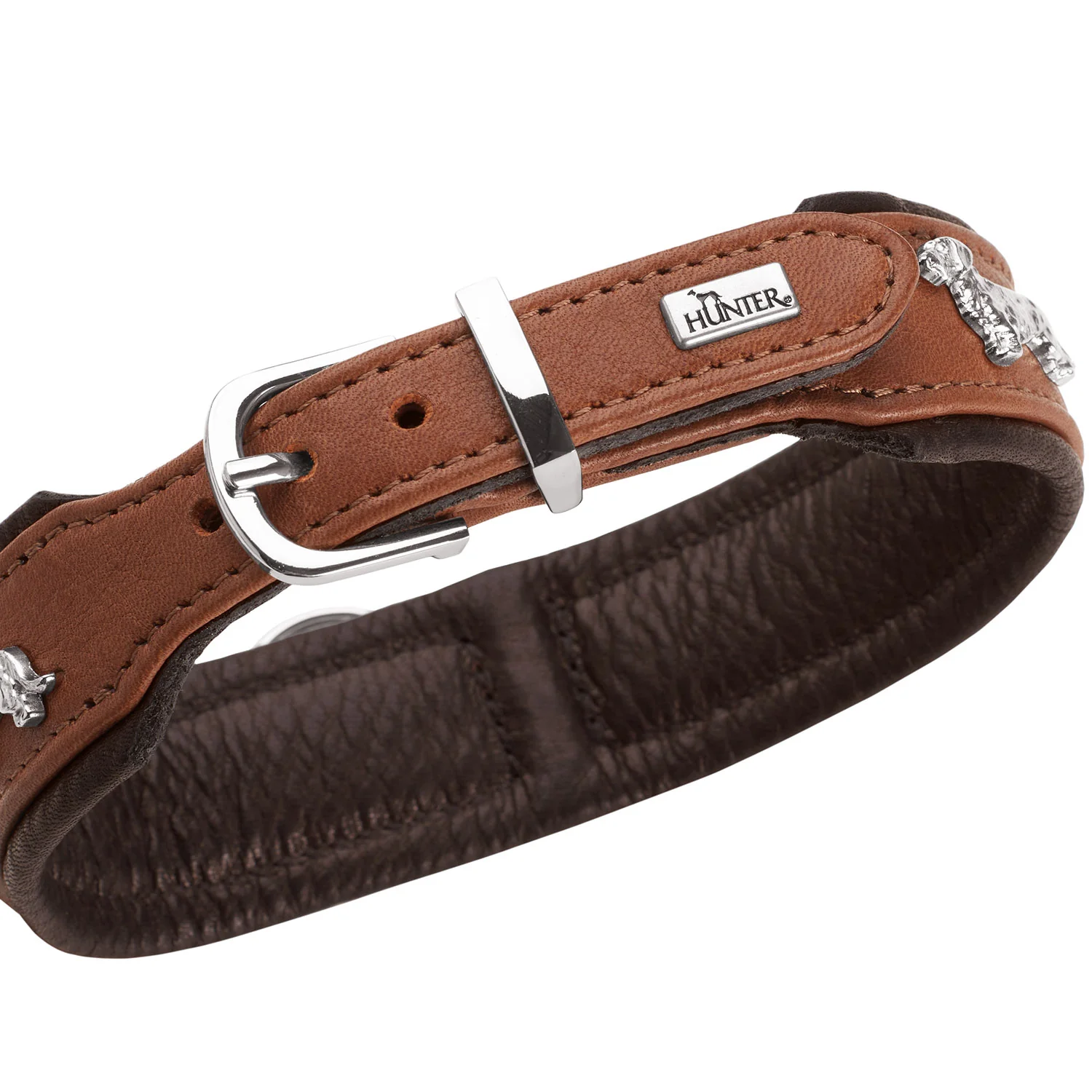 Hunter collare Teckel Monaco in Cognac/Nero, immagine 4 di 6