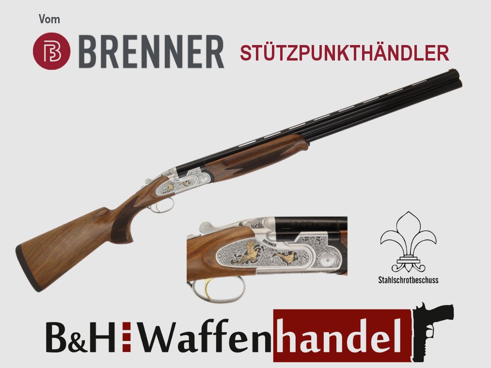 Neuwaffe, auf Lager: Bockdoppelflinte Brenner Modell: BF20 Premium Gold Kal.: 12/76 Lauflänge: 71cm / 710mm