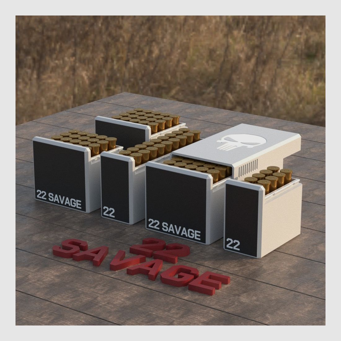 Filamelt Munitionsbox / Ammo Box .22 Savage – Patronenbox für 50 Schuss, Made in Germany