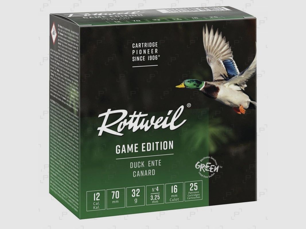 Box mit 25 Stahlpatronen ROTTWEIL GAME EDITION STEEL CANARD Kaliber 12/70