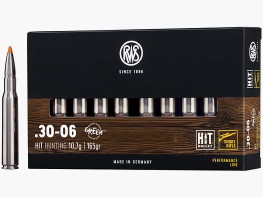 RWS Cartouches de fusil Hit Short Rifle .30-06 Spr. 165 grains