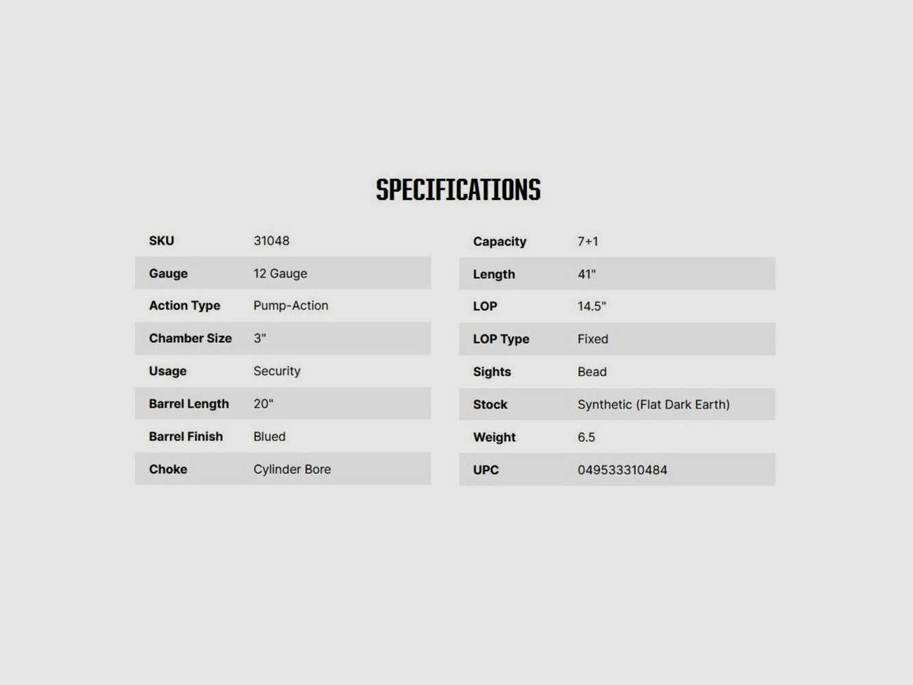 Mossberg Maverick 88 Security 20" (20 inches) FDE 12/76