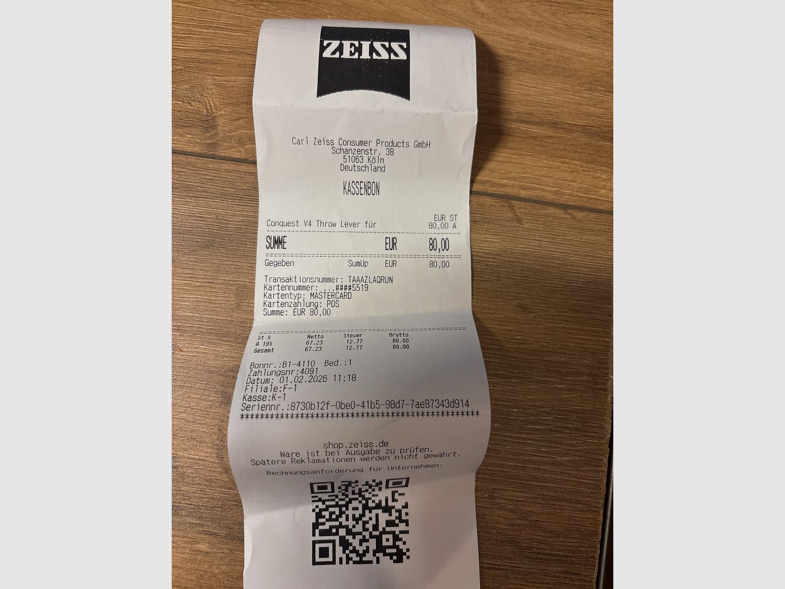 Zeiss Throw Lever for V4