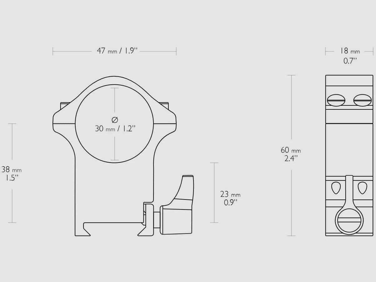 Hawke Profi Montaggio Fisso e Rapido in Acciaio Weaver 30mm Due Pezzi Extra Alto, immagine 2 di 2