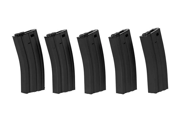 Zestaw 5 magazynków ASG hi-cap na 300 kulek do replik M4/M16 - czarny, zdjęcie 1 z 16