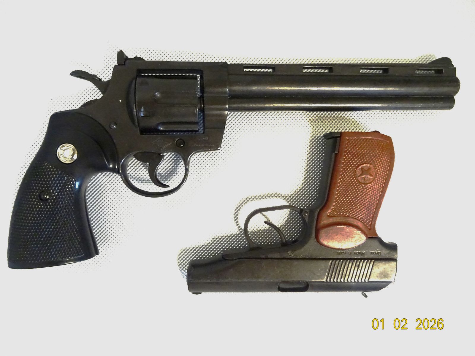 Ensemble d'armes modèles, revolver Colt Python, pistolet Makarov, réplique décorative Denix, de haute qualité !