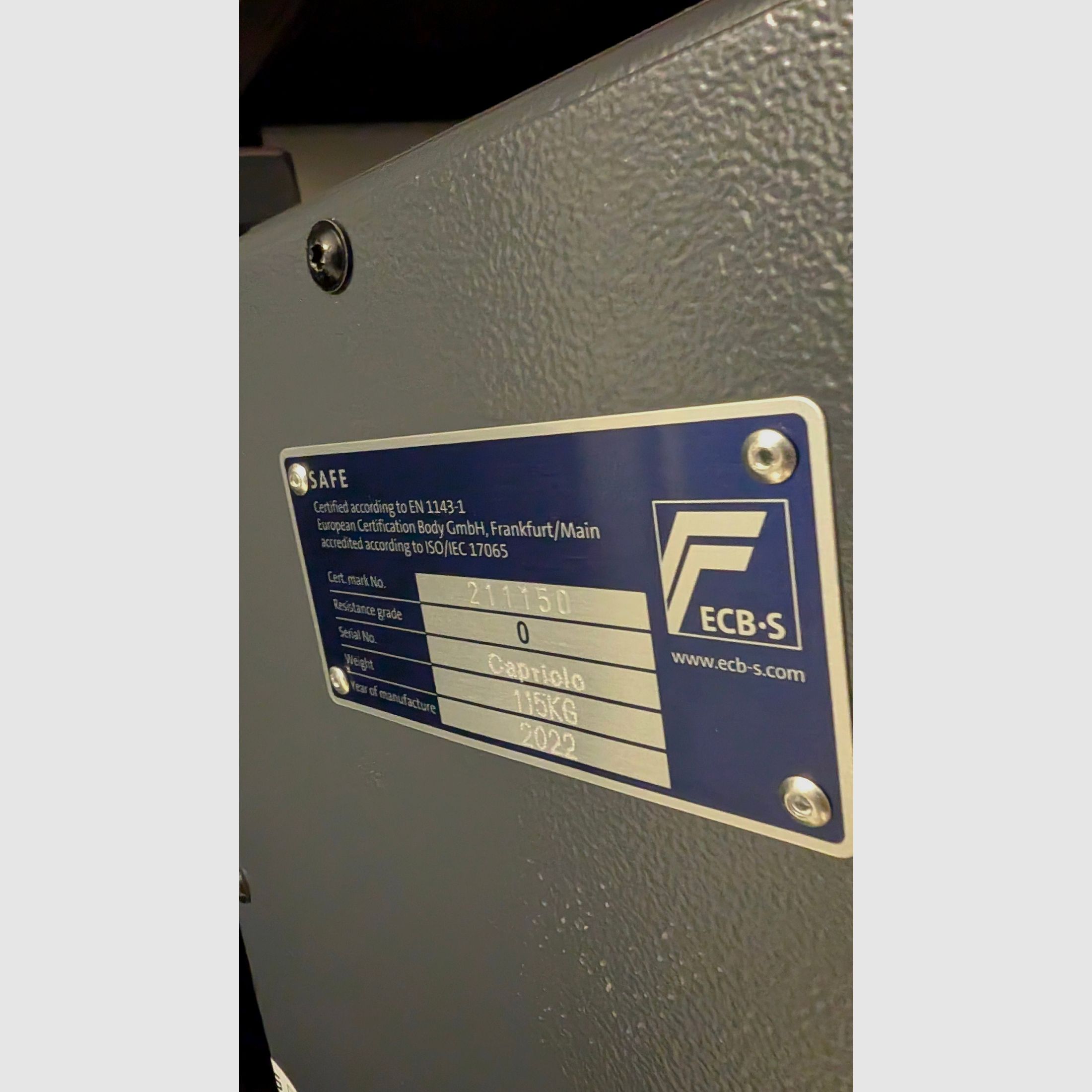 Eisenbach safes gun cabinet Capriolo - resistance class 0/N