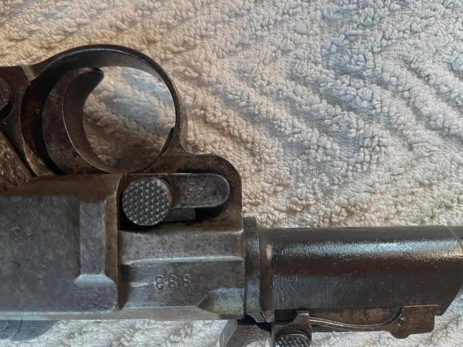 Mauser08, DWM, 9mm Para, Artillerieversion, Nummerngleich