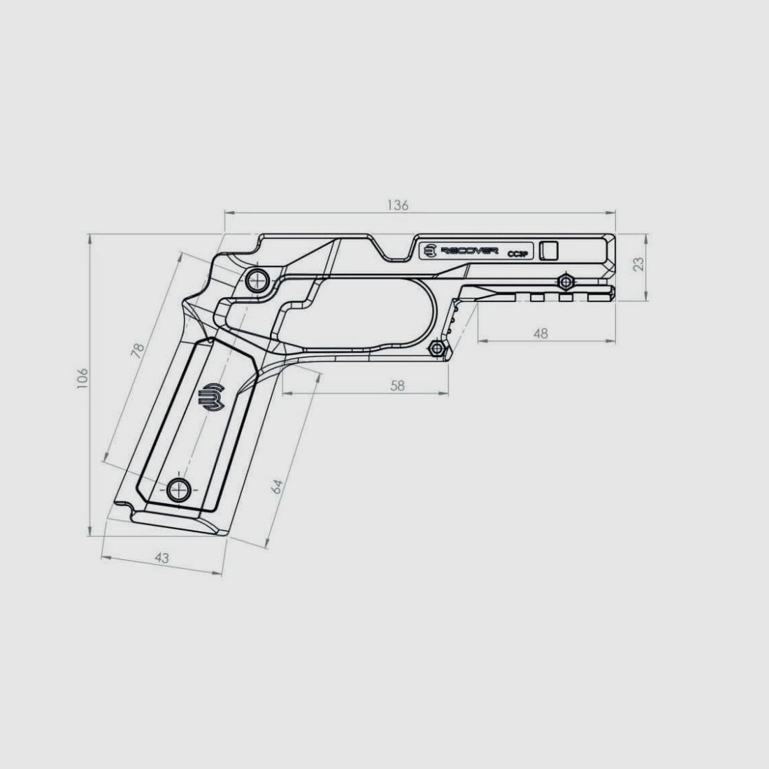 Recover Colt 1911 Grip & Rail System / CC3P / black-grey, Bild 3 von 3