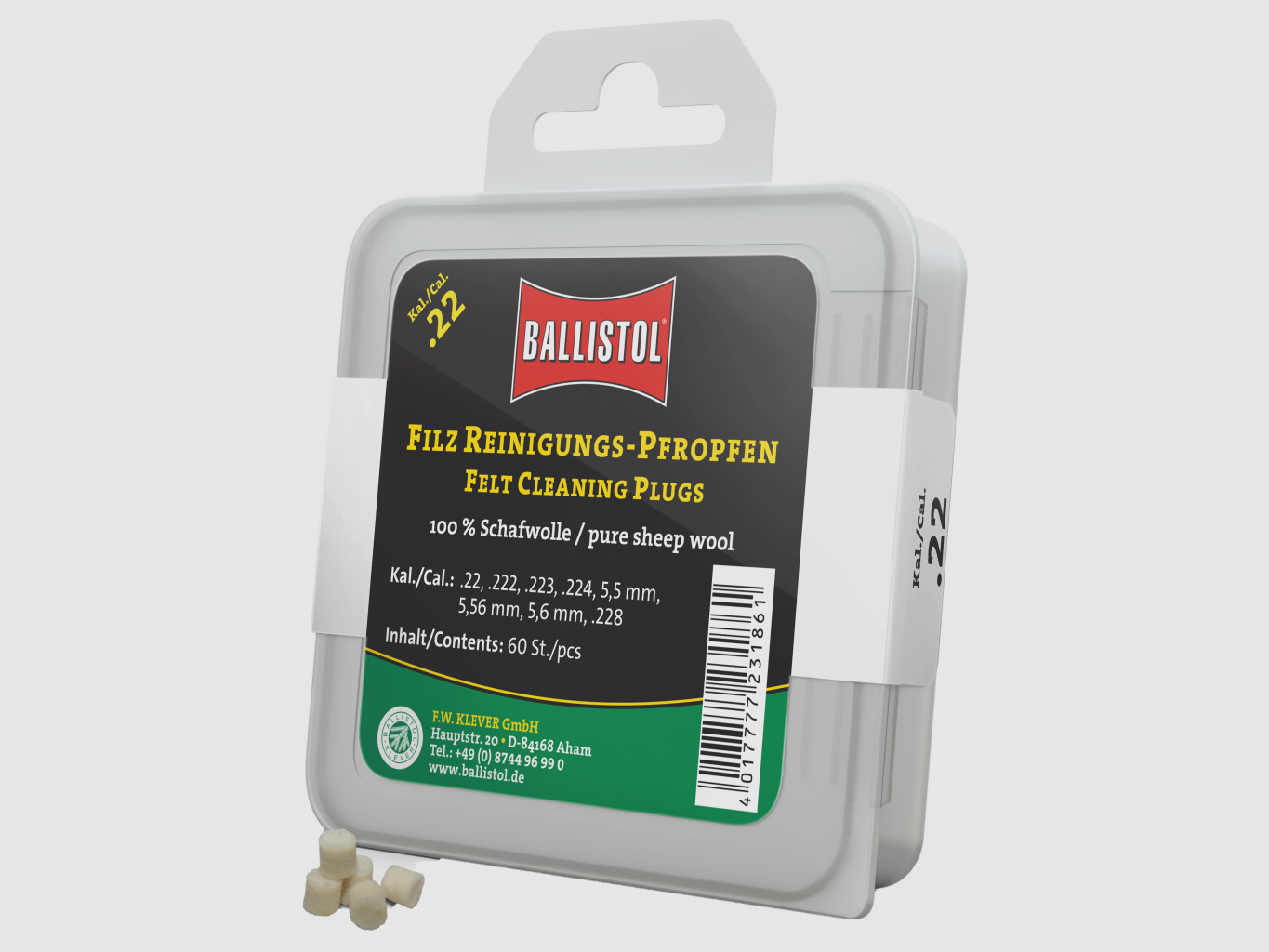 Bouchon de nettoyage en feutre Ballistol Classique, .22, image 1 sur 2