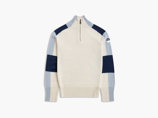 Bergans Lyderhorn Half-Zip Wollpullover Damen Creme/Navy Blue XL