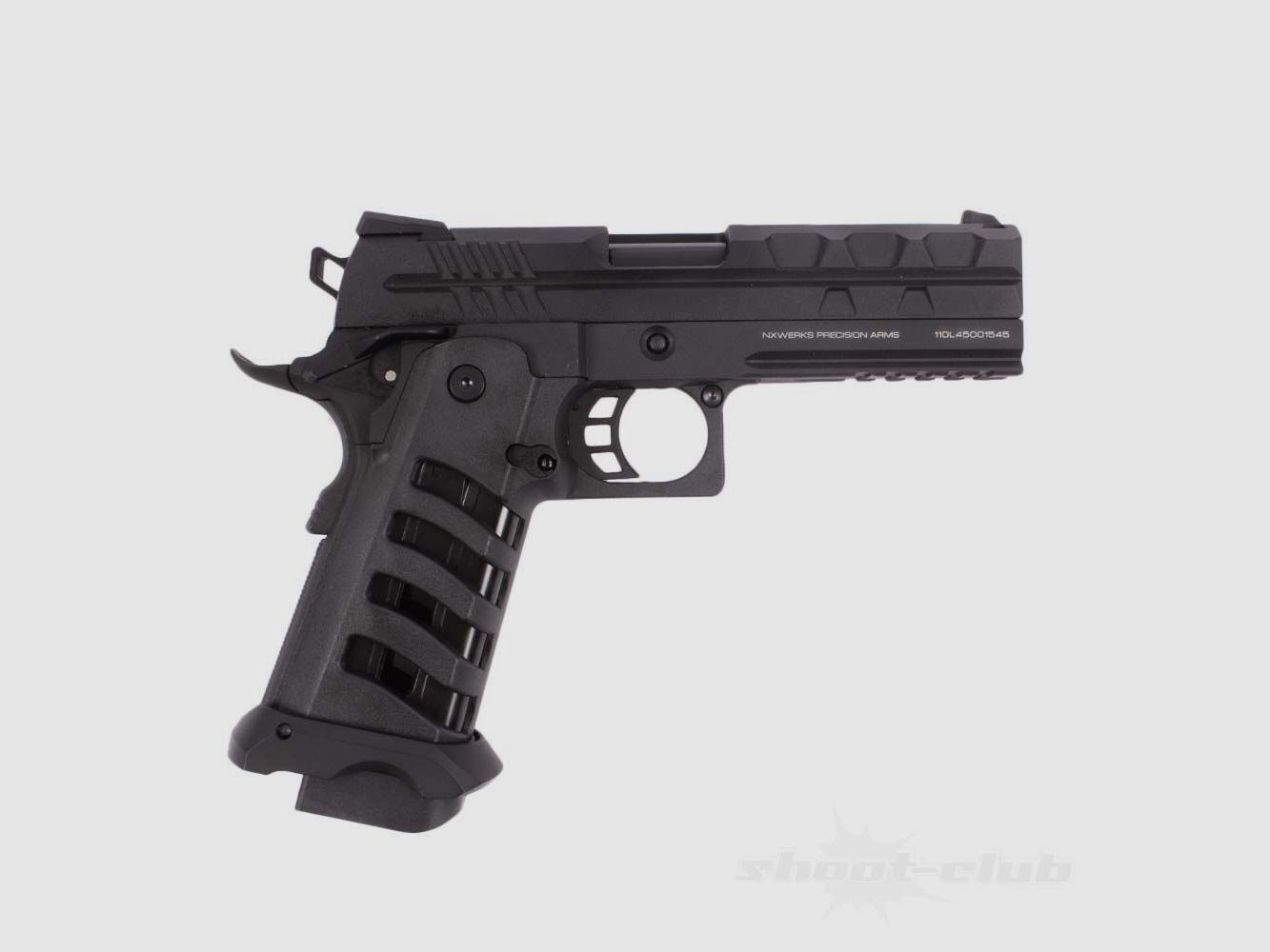 NX Apocalypse Co2 Pistole mit Blow Back 4,5mm Schwarz Skelett-Griffstück