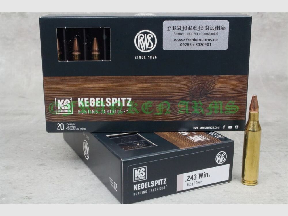 RWS Kegelspitz .243 Win. 96gr. 6,2g 20 Stück Staffelpreise