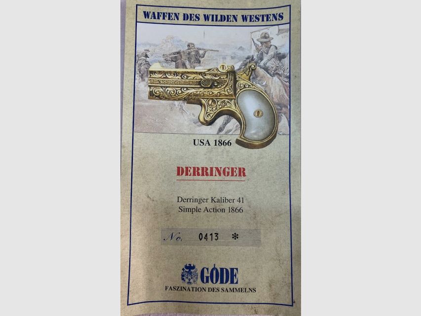 DERRINGER Simple Action 1866, Caliber .41, USA 1866, mit Göde Zertifikat