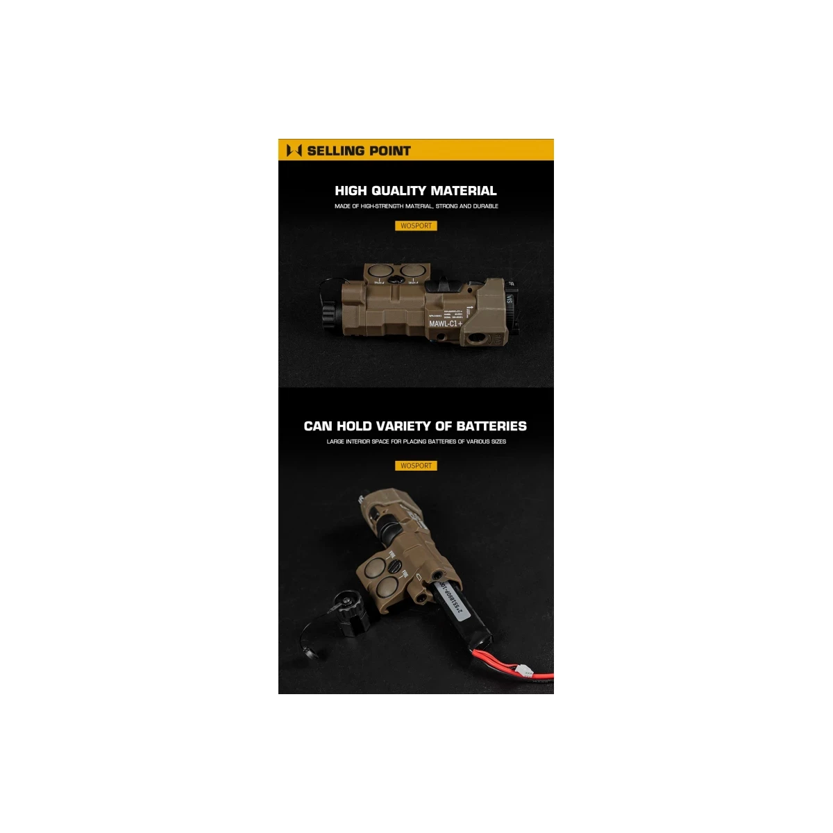 Airsoft MAWL-C1 Battery Box Dummy Laser Design for 20mm RIS Rails | WoSport, image 4 of 6