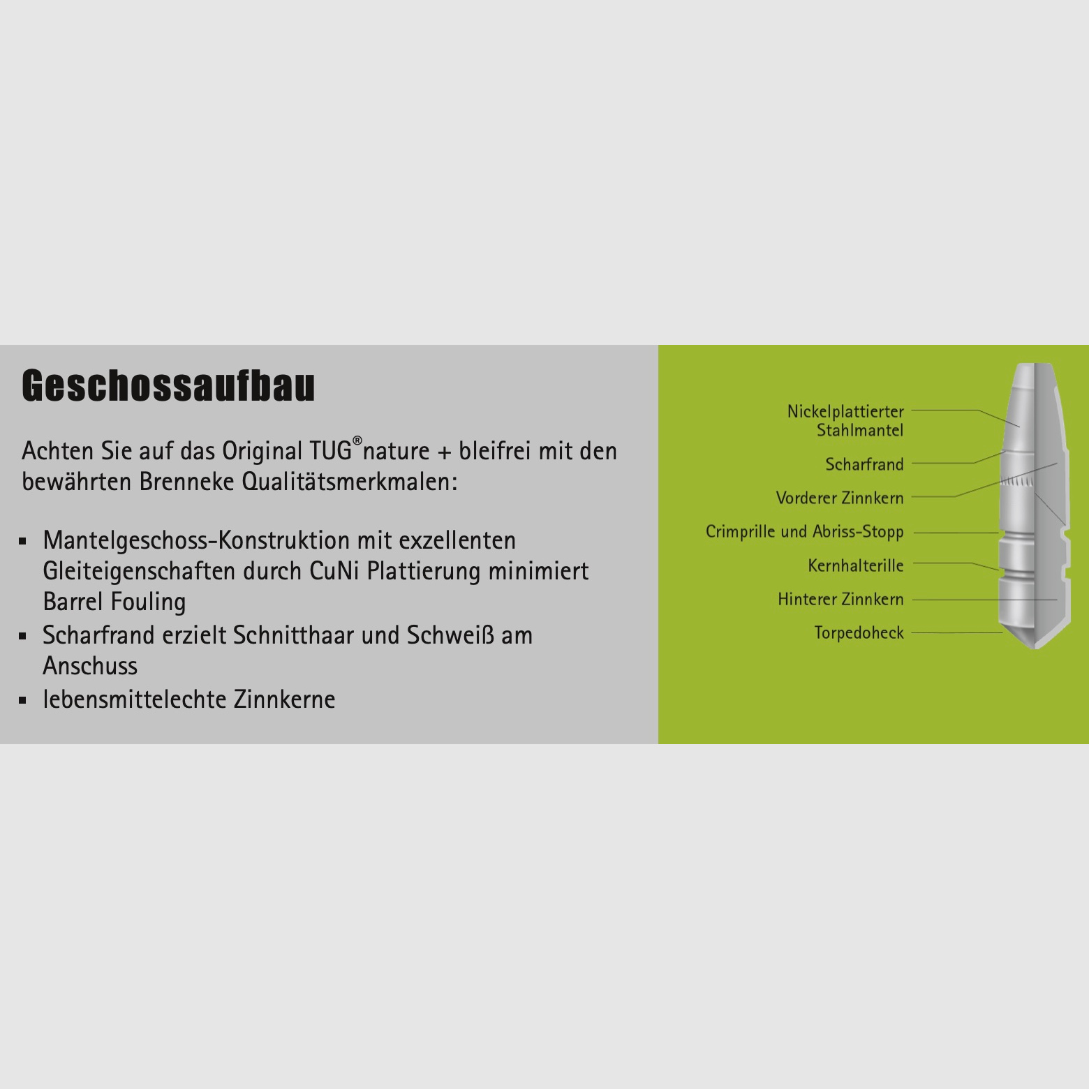 Brenneke 2004921 8x57 IS TUG nature+ 9,7g/150grs. Bleifrei Langwaffenmunition