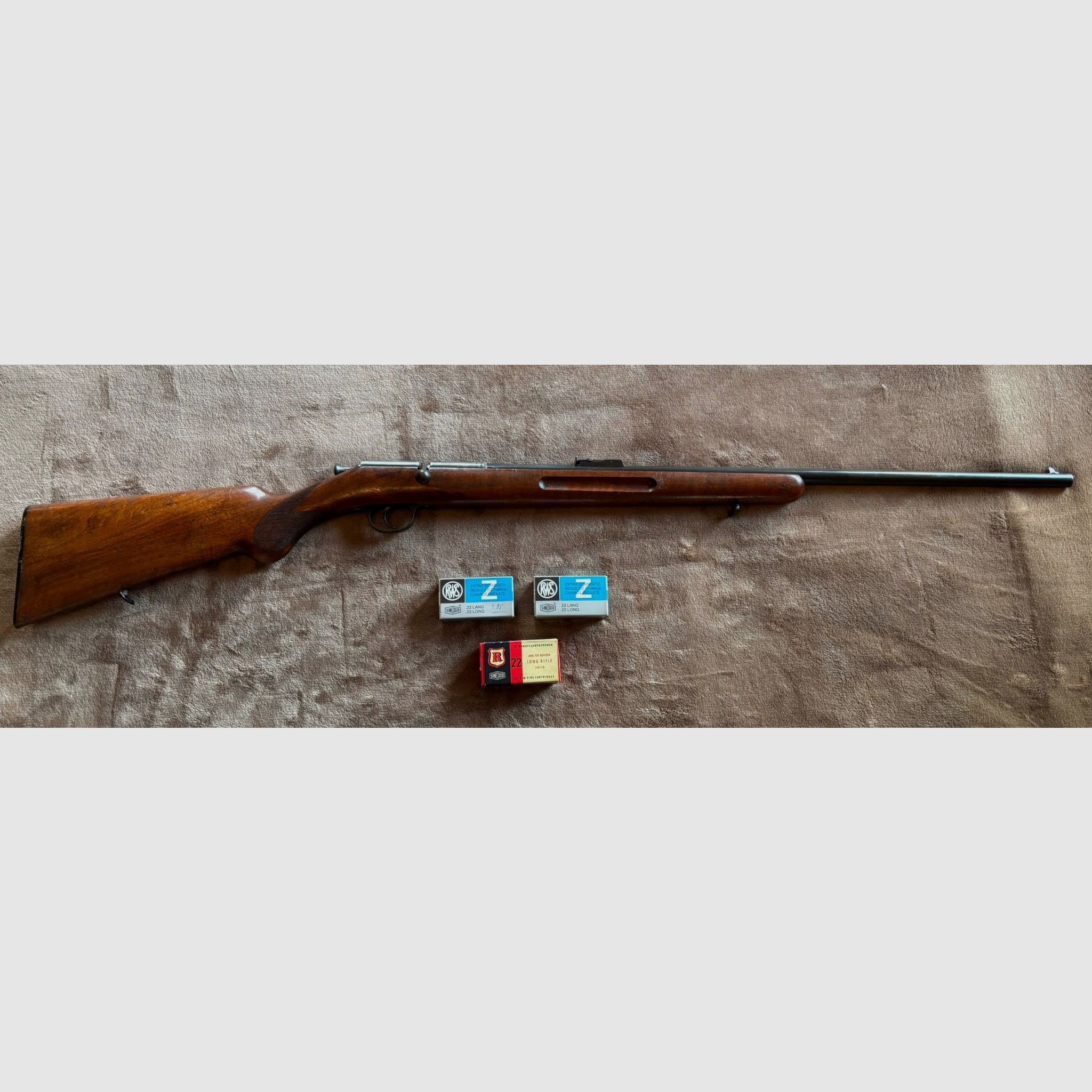 Rifle repetidora 22 Long Rifle Simson&Co Suhl rareza con mira abierta