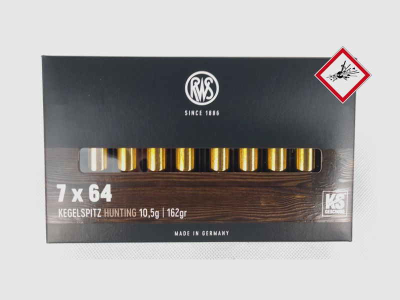RWS Kegelspitz Jagdpatrone Kal.7X64 162grs