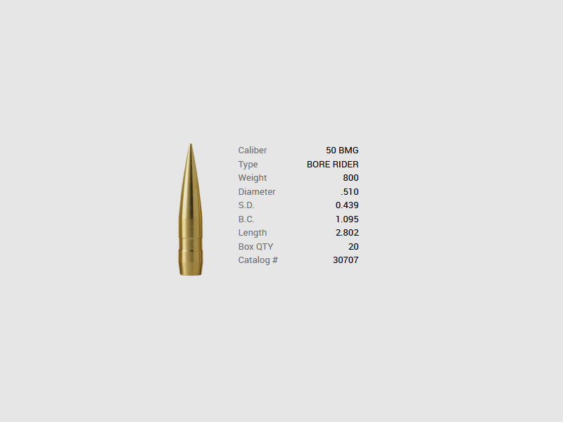 Balle Barnes .510 / .50 BMG 800GR Banded Solid LRS-BR 20 pièces, image 1 sur 2