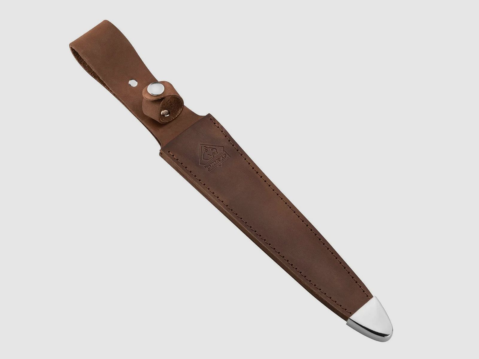 PUMA XP pig sticker 15, scalping knife, pakkawood brown with fish skin, leather sheath