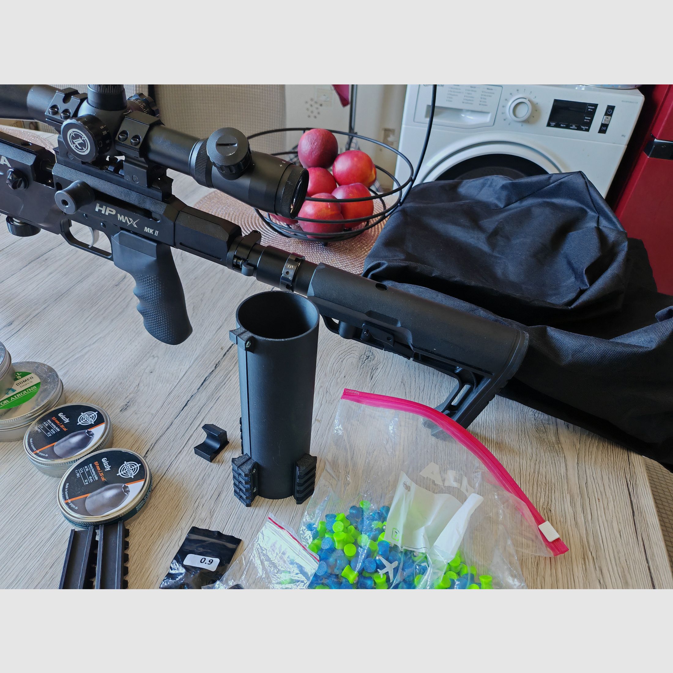 AEA HP Max MK 2 mit Zubehör, Schalldämpfer, Zielfernrohr, Zweibein Munition
