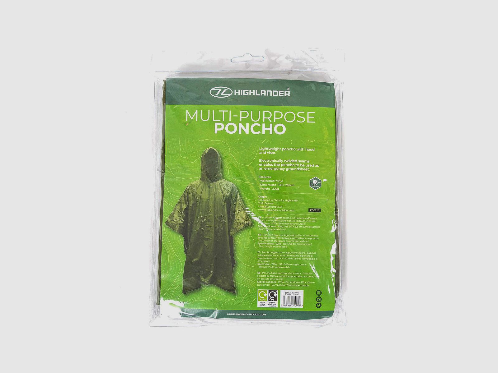 Highlander Forces Regenponcho Oliv