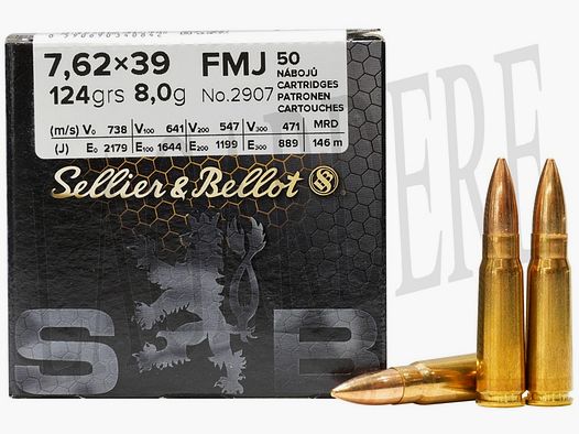 SELLIER&BELLOT FMJ 123 GRS(CARTOUCHE A BALLE)