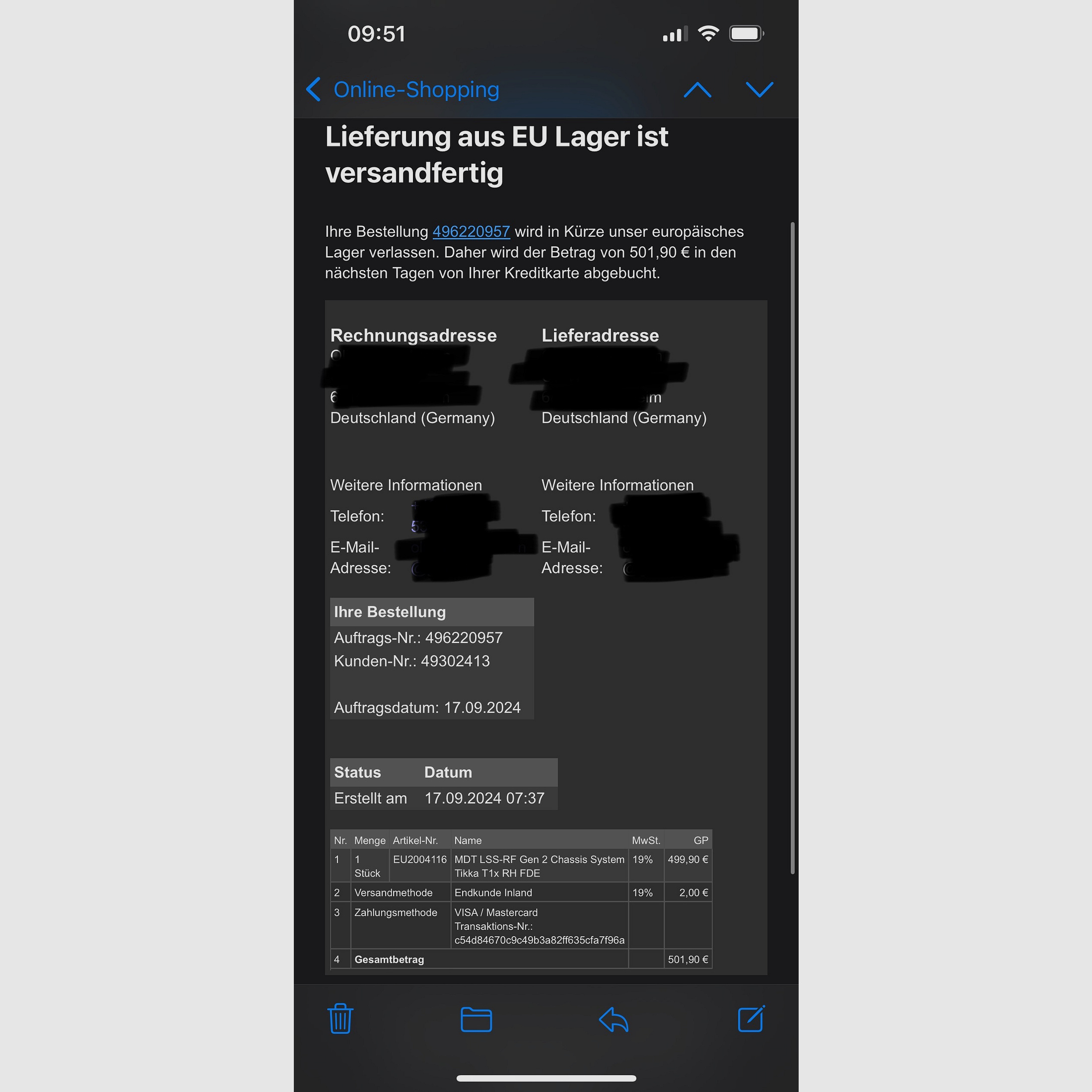 MDT Schaft System für Tikka T1X komplett - neuwertig!
