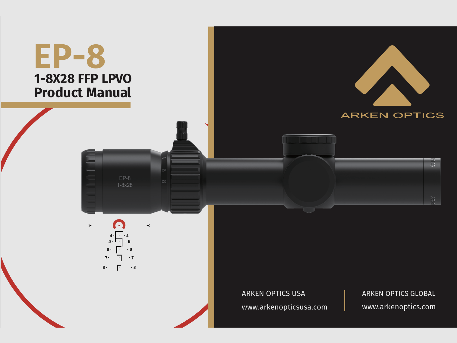Scope Arken EP-8 1-8X28 FFP KL BOX MOA - like new
