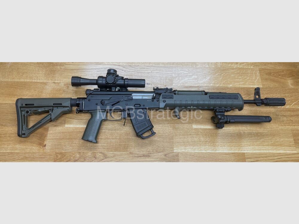sportlich zugelassen! WBP Jack Sport - halbautom. Büchse 7,62x39 OD Green mit Schubschaft! - System AKM AK47 AK74 // Anbauteile grün