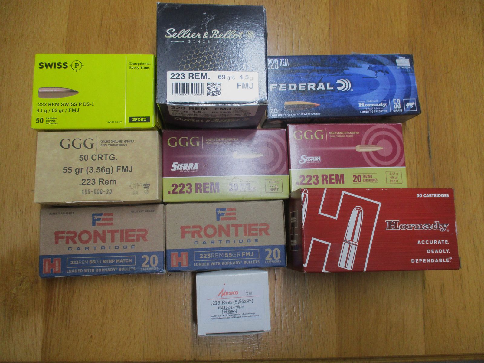 .223 Rem Munition Konvolut S&B, GGG, Federal, Mesko ,Hornady 55 , 63, 69, 77 grn