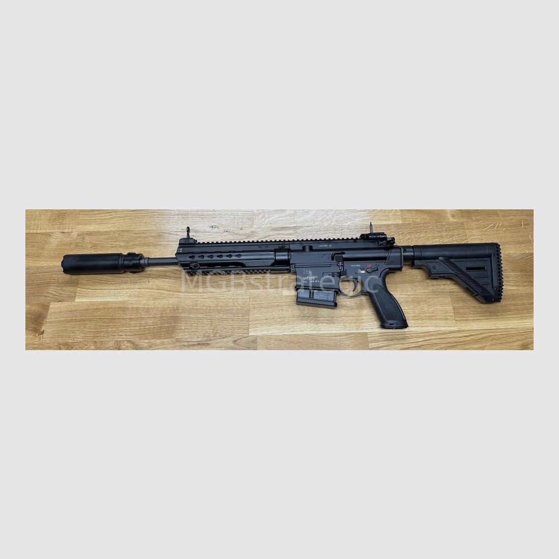 Heckler & Koch MR308 A3 13" - semi-automatic rifle .308 Win. including silencer ASE UTRA Dual 762-Short-QM2 Gen2 Cerakote black / color black - H&K MR 308 A3 - civilian version of the H&K 417 / H&K G27k