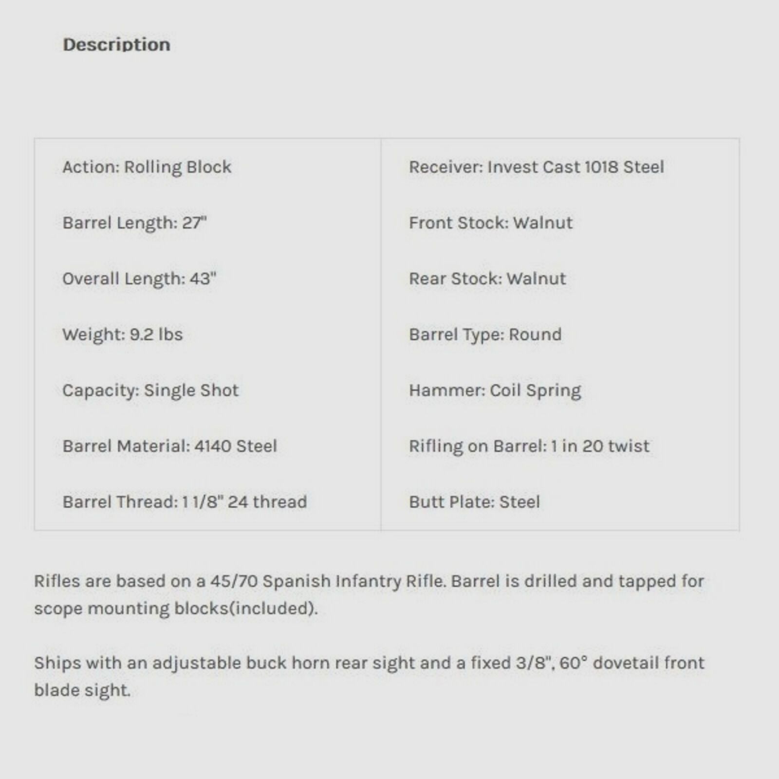 Tippmann Armory Rolling Block Zwart 27" (27 inch) .357Mag