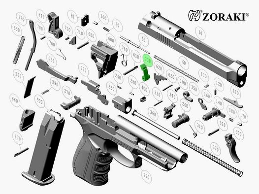 Abzugsklinke fĂĽr Schreckschuss Pistole Zoraki 918, Ersatzteil