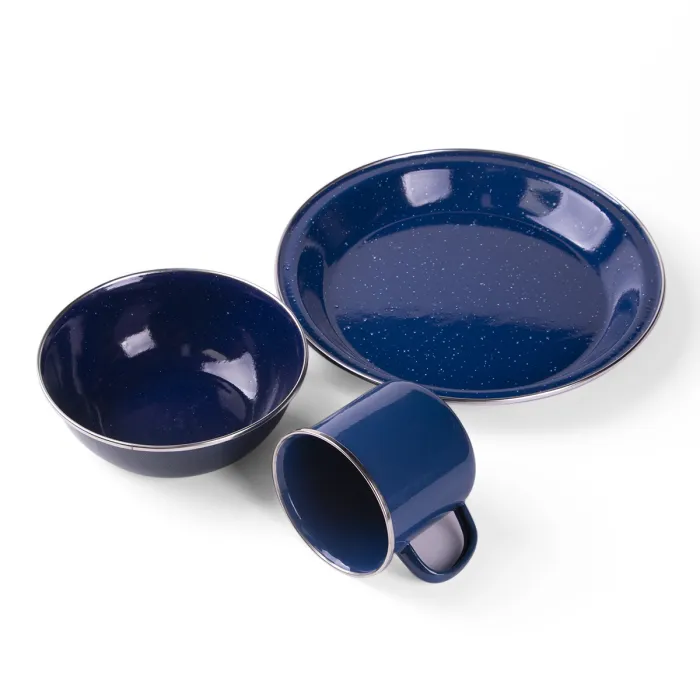 Set da campeggio in smalto grande 12 pezzi in blu, immagine 3 di 6