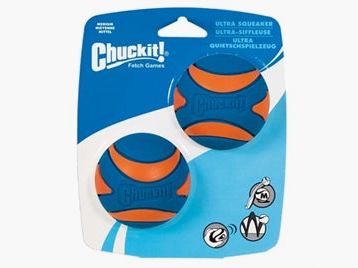 CHUCKIT ULTRA SQUEAKER BAL MEDIUM 6 CM 2 Stuks