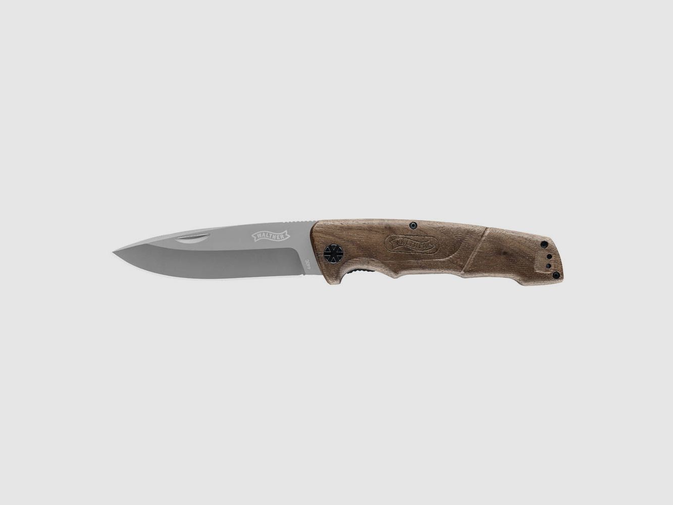 Cuchillo de bolsillo BWK7 Blue Wood Knife de acero 440C con funda de cuero
