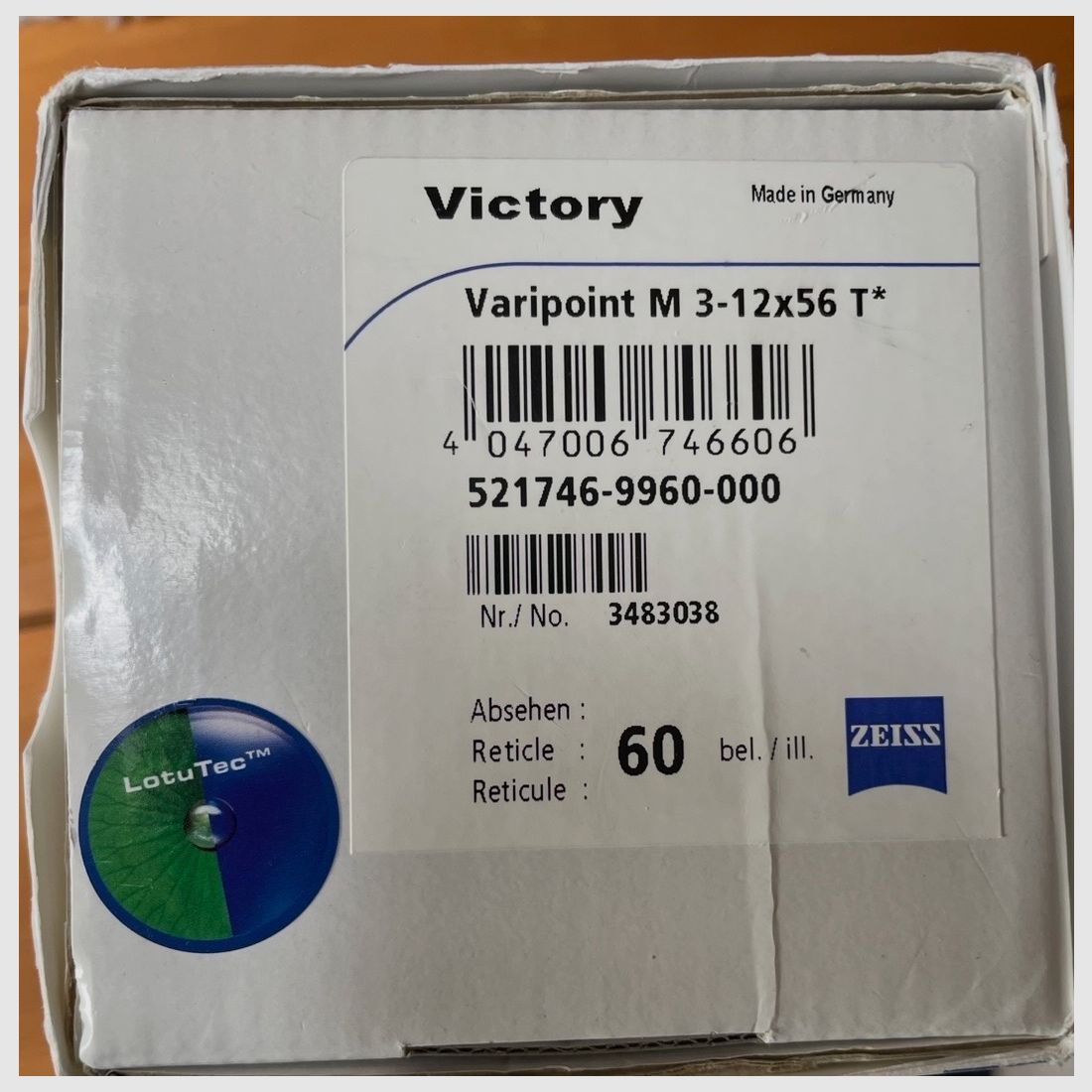 Zeiss Victory  Varipoint M 3-12 x 56 T* LotuTec 