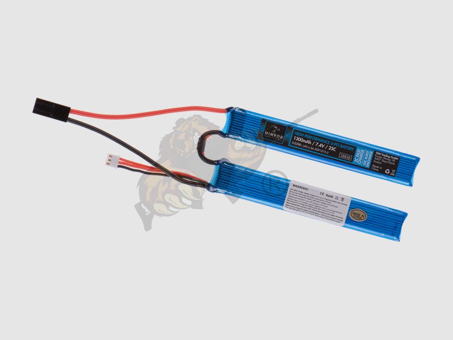 Nimrod Airsoft LiPo Akku 7.4V 1300mAh, 25C zweiteilig - Mini Tamiya