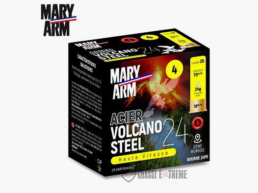 25 Patronen MARY ARM Volcano Staal 24gr Kal 20/70 Pb 6