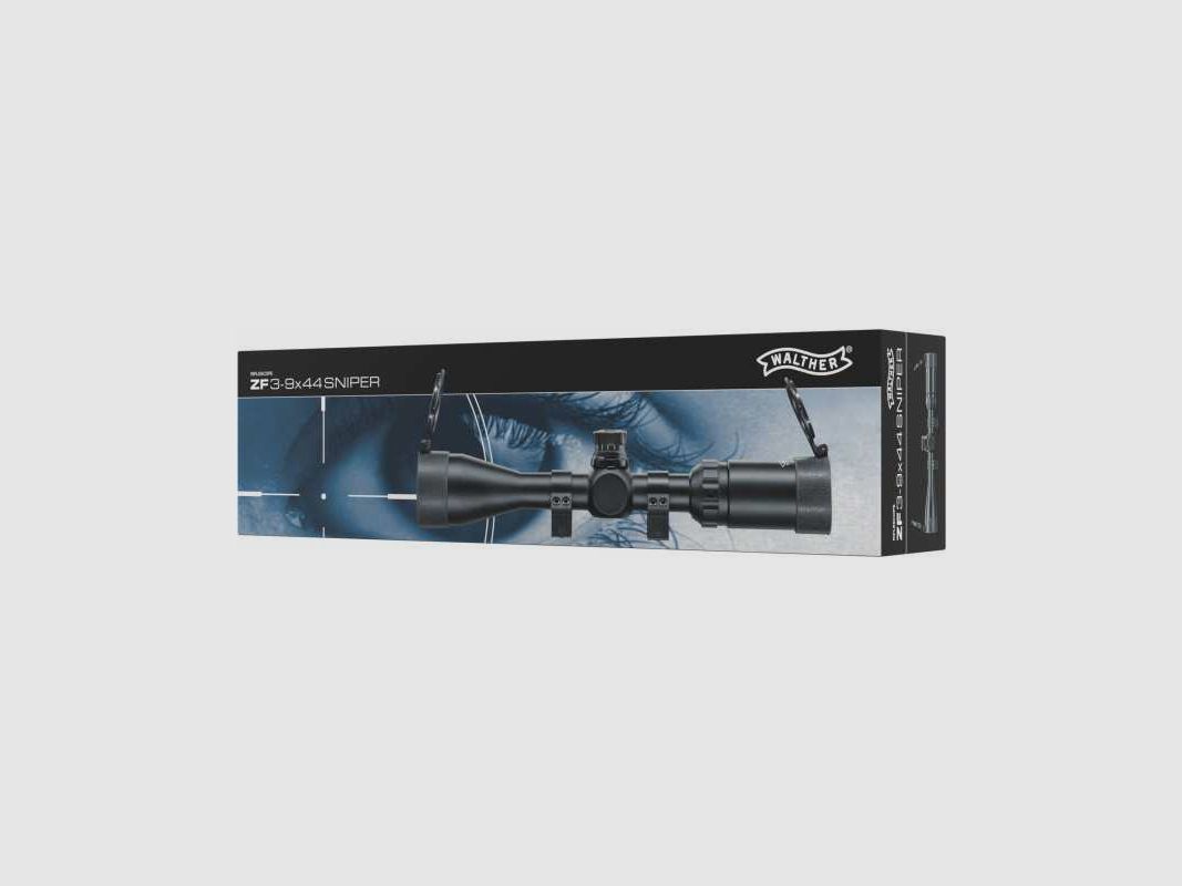 Walther ZF 3-9x44 Sniper inkl. Flip-Up-Kappen und Montageringen Ø25,4 mm
