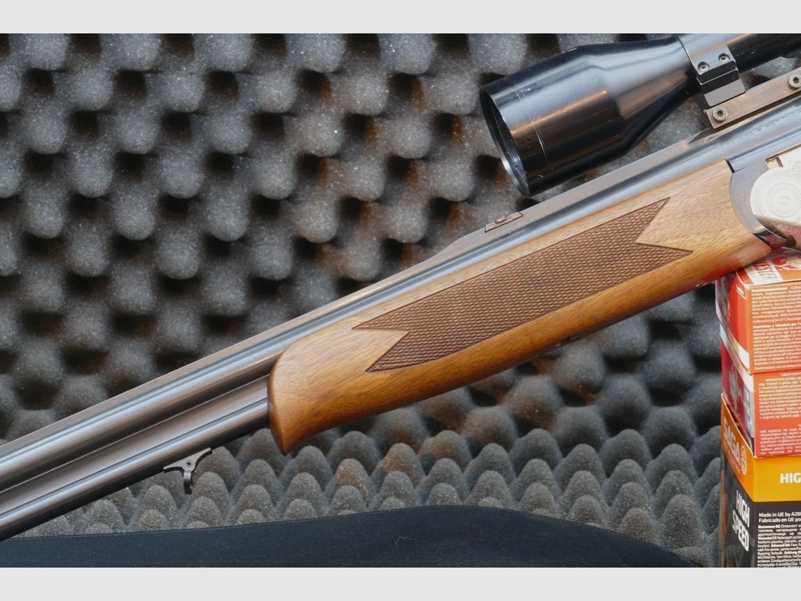 Bockbüchsflinte, Kettner, Ital. Fertigung, Kaliber 9,3x74R und 12/70.