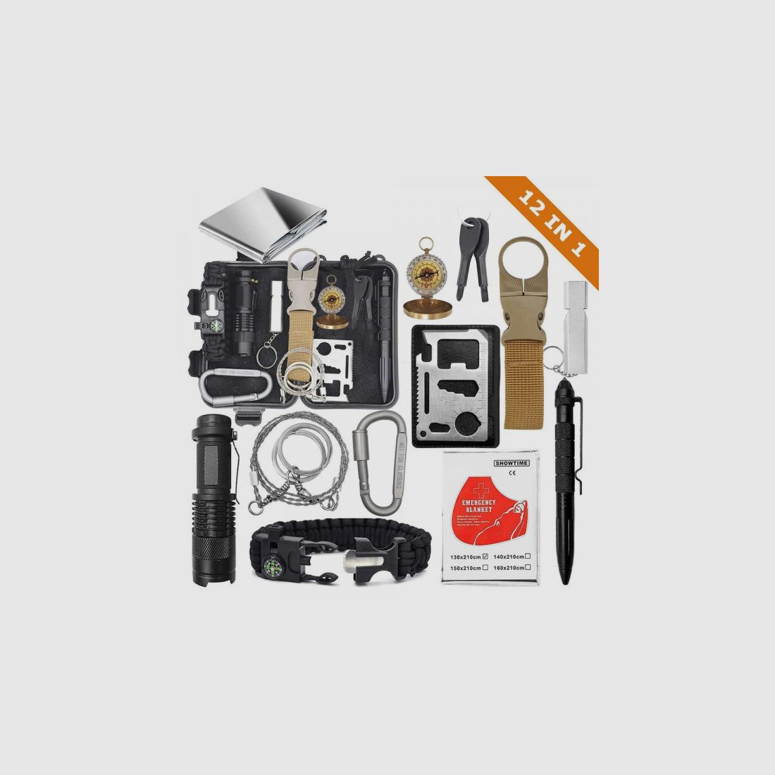 SURVIVAL KIT - WASSERDICHTE BOX - 30-IN-1