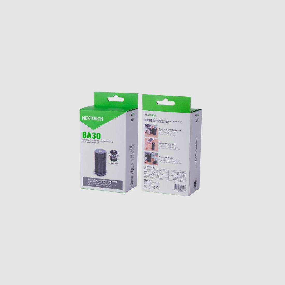 NEXTORCH BA30 Batterie de Remplacement – 4× 2600 mAh USB-C pour Saint Torch 11 & 30