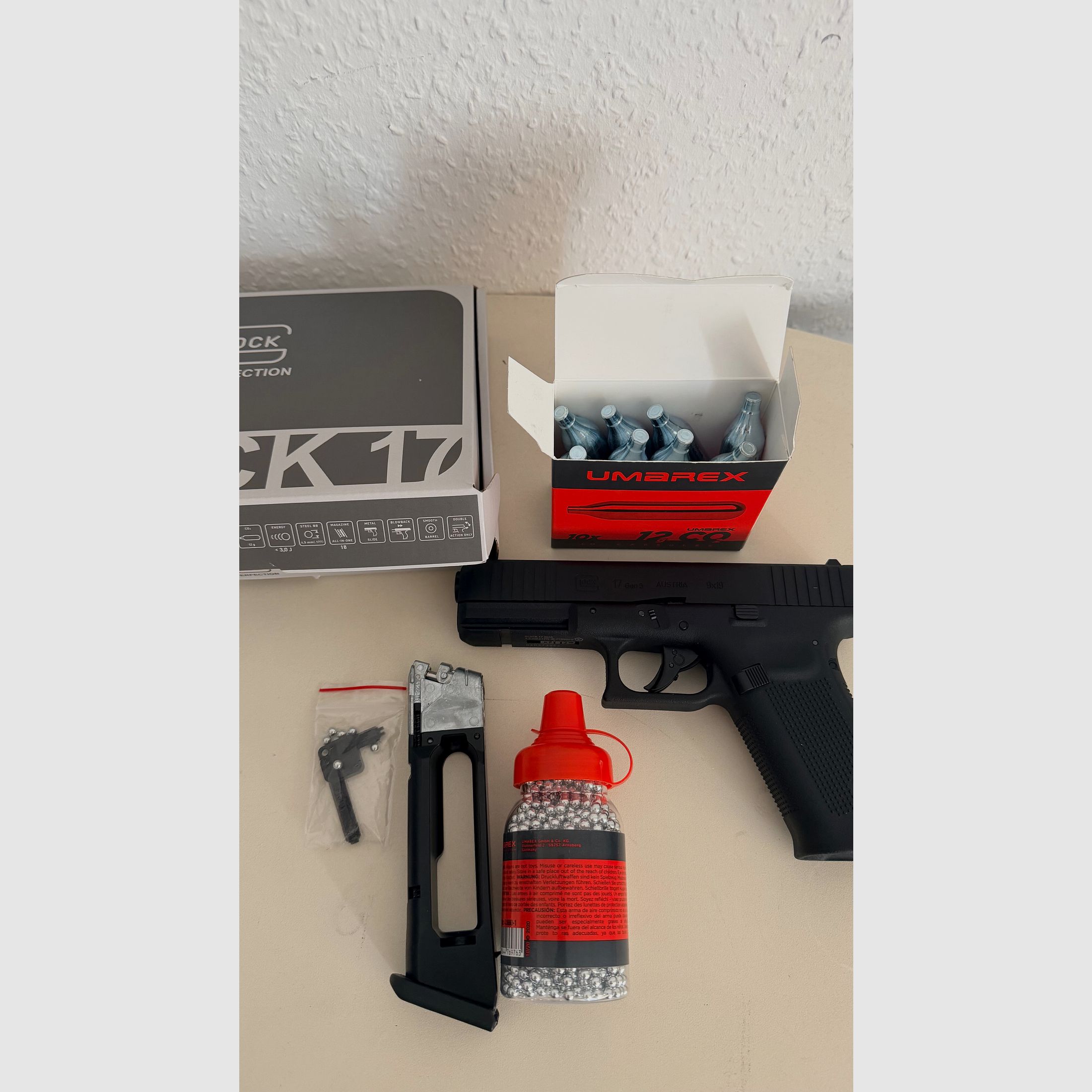 Umarex Glock 17 Gen5 CO₂ 4,5 mm BB Blowback – Comme neuf + OVP + Facture + 8 CO₂ + BBs